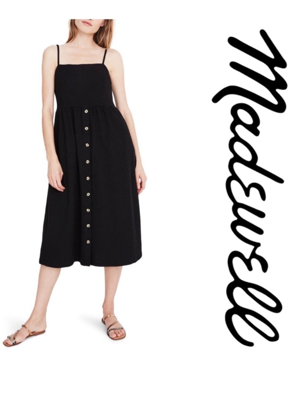 Madewell cami button-front midi dress S